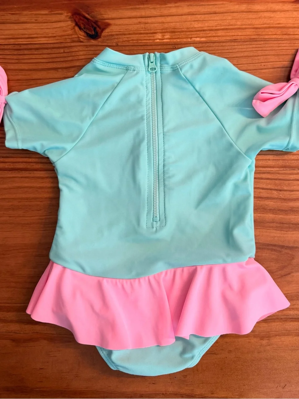 Classic Whimsy 12-18 Month One-Piece Aqua and Pink Swimsuit